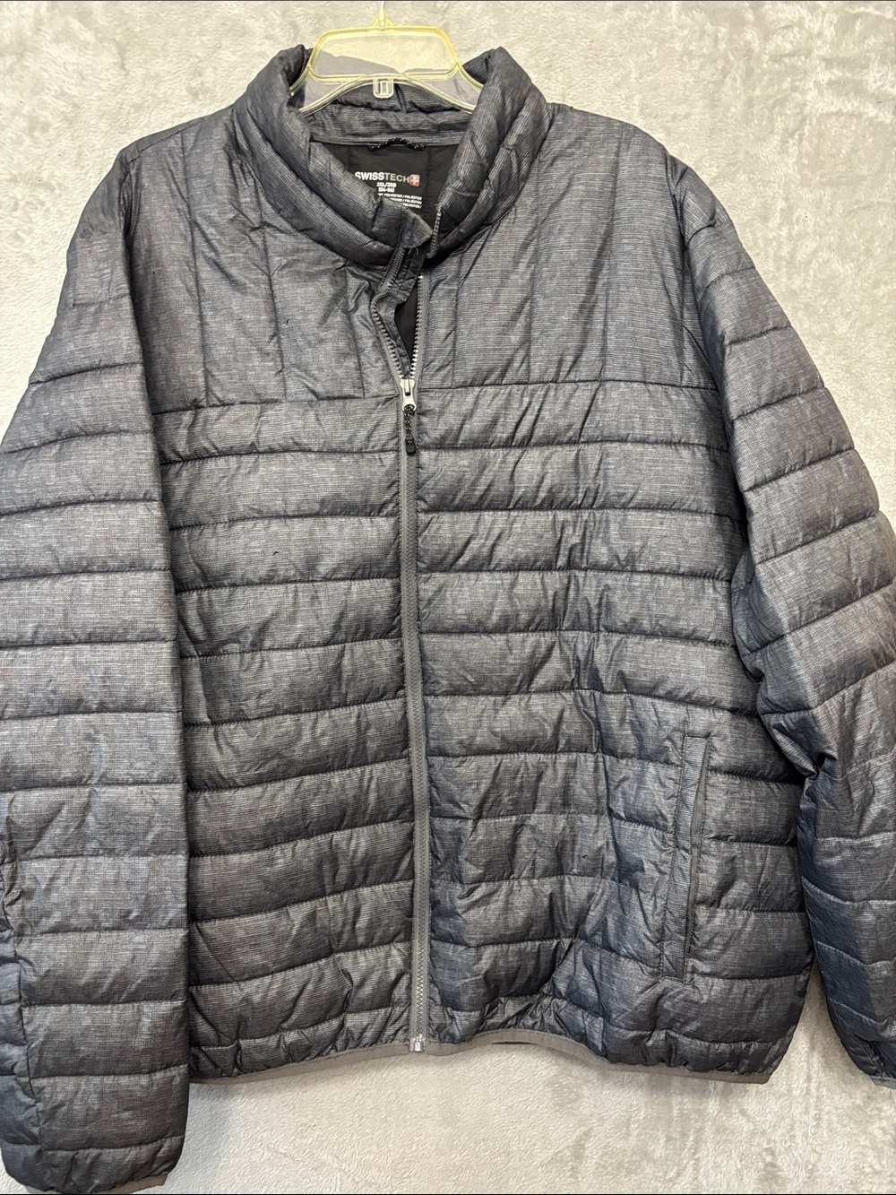 Swiss Tech Quilted Puffer Jacket Gray 3X